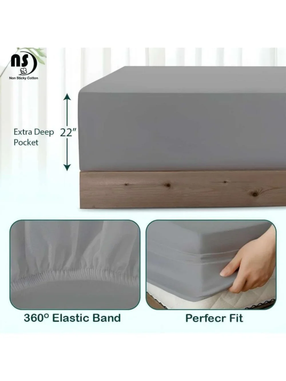 Premium 4-Piece Egyptian Cotton Fitted Sheet Set - Soft, Breathable, Deep